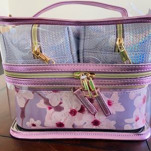 NWT Lavender Cherry Blossom Makeup Train Case